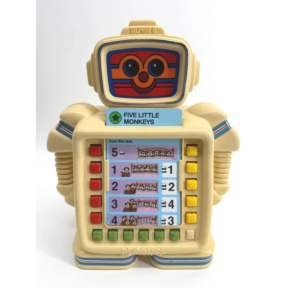 Vintage‎ 1984 Playskool Alphie II Electronic Robot Learning Toy With 7+ Cards